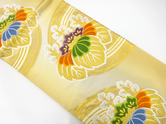 アンティーク　丸紋に桐模様織り出し袋帯（材料）